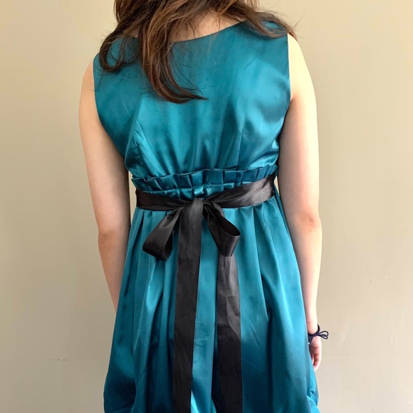 BOBOYUKA - BLACK+TEAL color prom dress - Picture 3 of 11